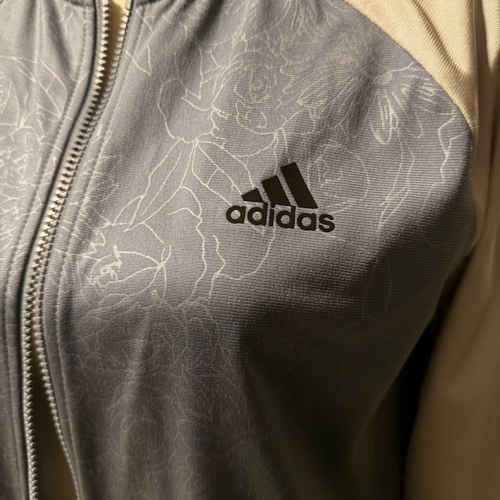 Adidas Women's Floral Blue Gray Track Jacket